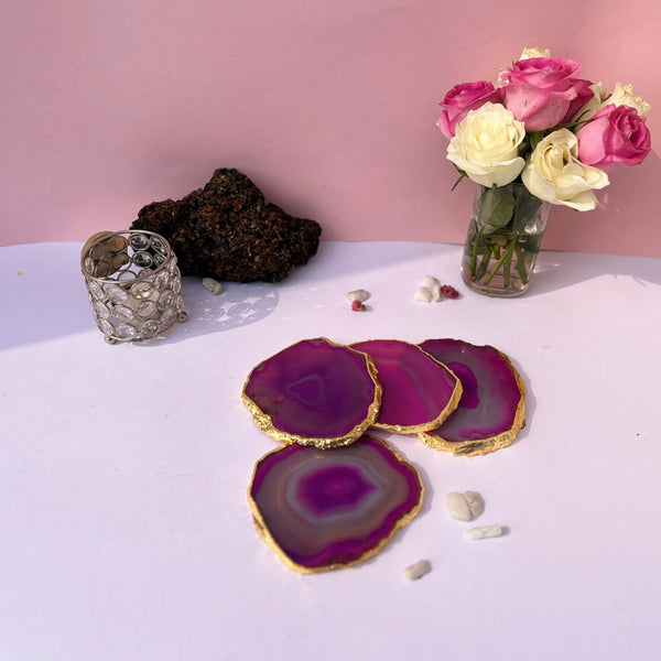 Coaster - Candra Handcrafted Brazilian Agate Coaster (Pink) - Set Of Four