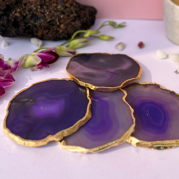 Coaster - Candra Handcrafted Brazilian Agate Coaster (Purple) - Set Of Four