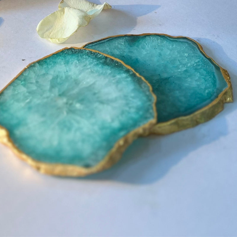 Coaster - Celeste Handcrafted Crystal Agate Coaster (Green) - Set Of Two