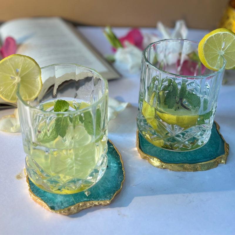 Buy Celeste Handcrafted Crystal Agate Coaster (Green) - Set Of Two Coasters from Vaaree