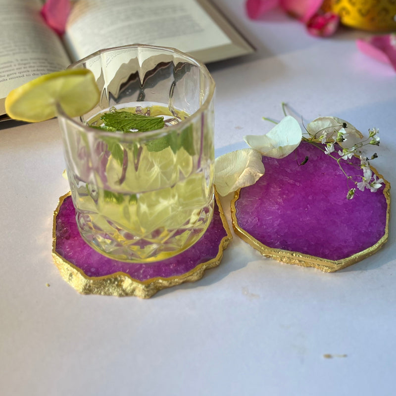 Coaster - Celeste Handcrafted Crystal Agate Coaster (Pink) - Set Of Two