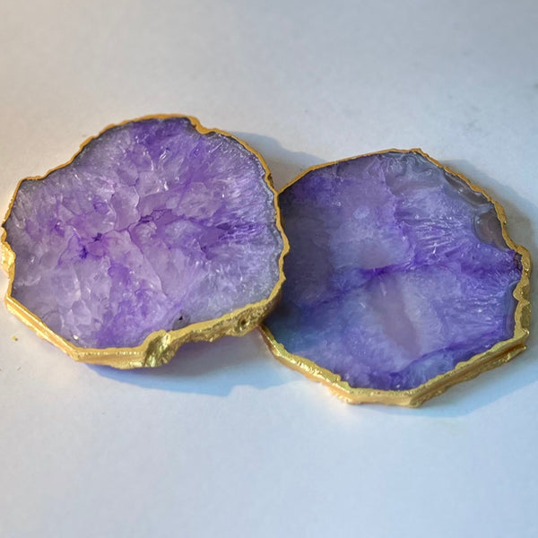 Coaster - Celeste Handcrafted Crystal Agate Coaster (Purple) - Set Of Two