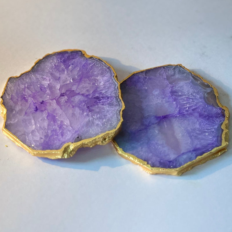 Buy Celeste Handcrafted Crystal Agate Coaster (Purple) - Set Of Two Coasters from Vaaree