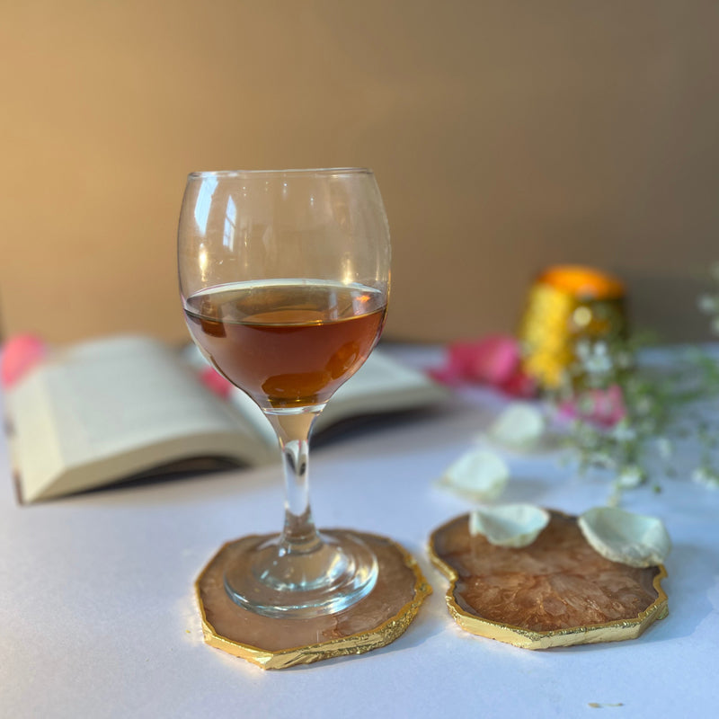 Coaster - Celeste Handcrafted Crystal Agate Coaster (Brown) - Set Of Two