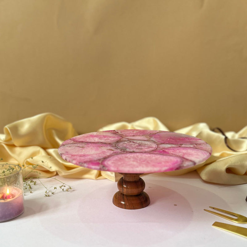 Cake Stand - Emora Handcrafted Agate Cake Stand - Pink