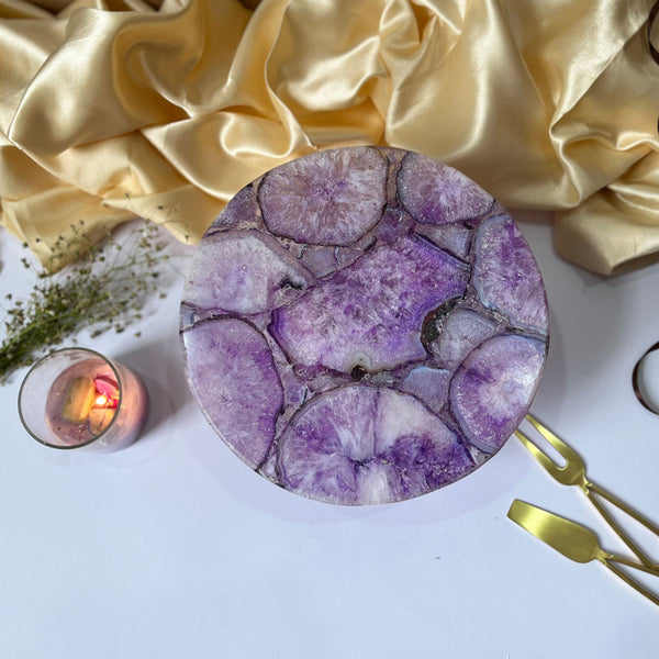 Cake Stand - Emora Handcrafted Agate Cake Stand - Purple