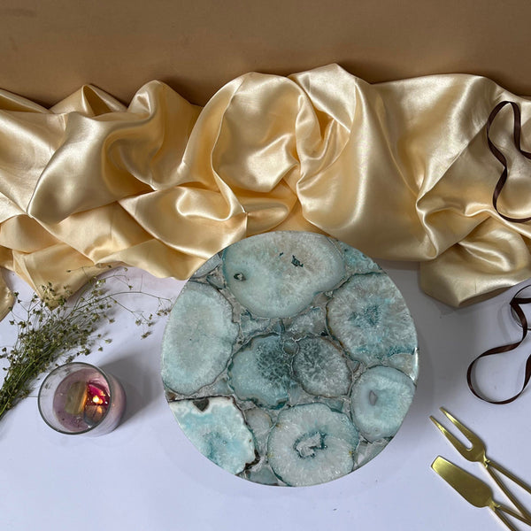 Cake Stand - Emora Handcrafted Agate Cake Stand - Turquoise