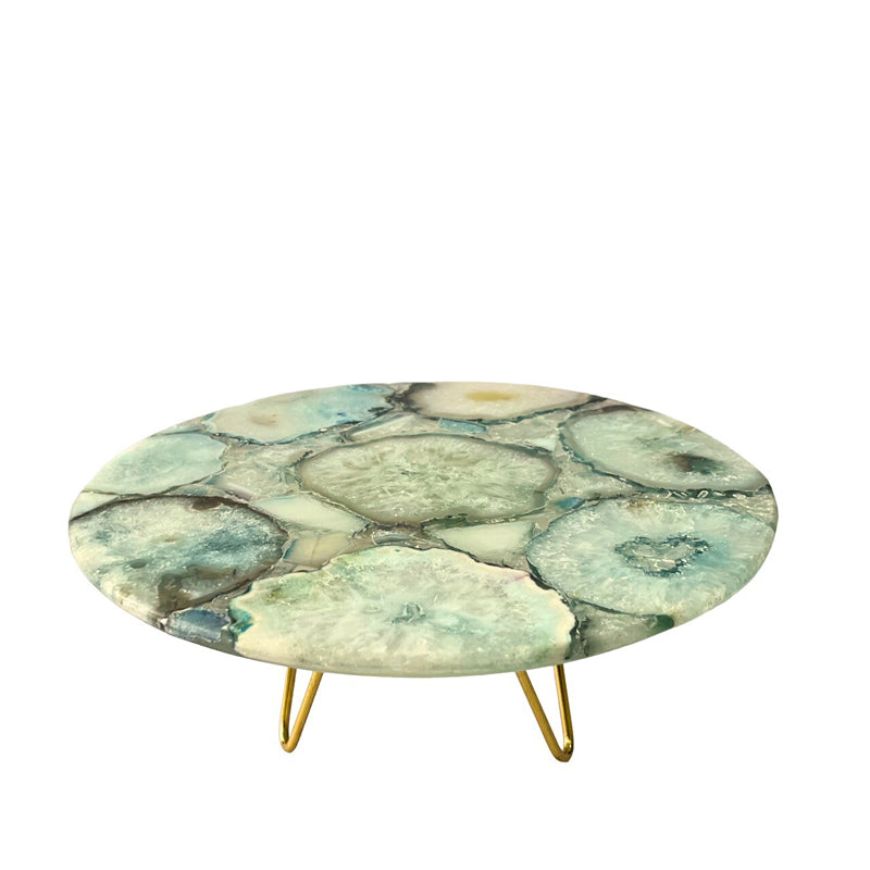 Cake Stand - Myrla Handcrafted Agate Cake Stand - Green