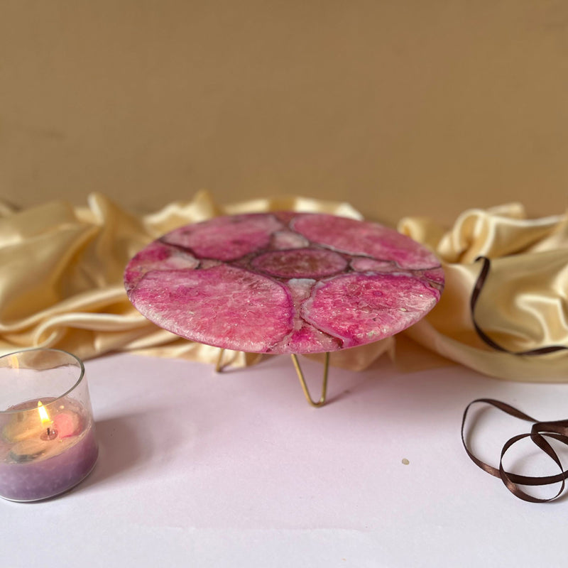 Cake Stand - Myrla Handcrafted Agate Cake Stand - Pink