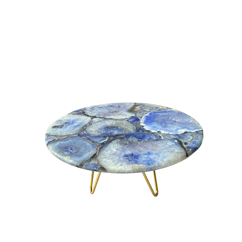 Cake Stand - Myrla Handcrafted Agate Cake Stand - Blue