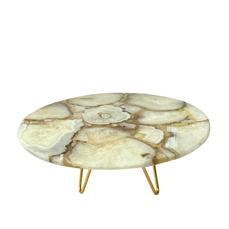 Cake Stand - Myrla Handcrafted Agate Cake Stand - White