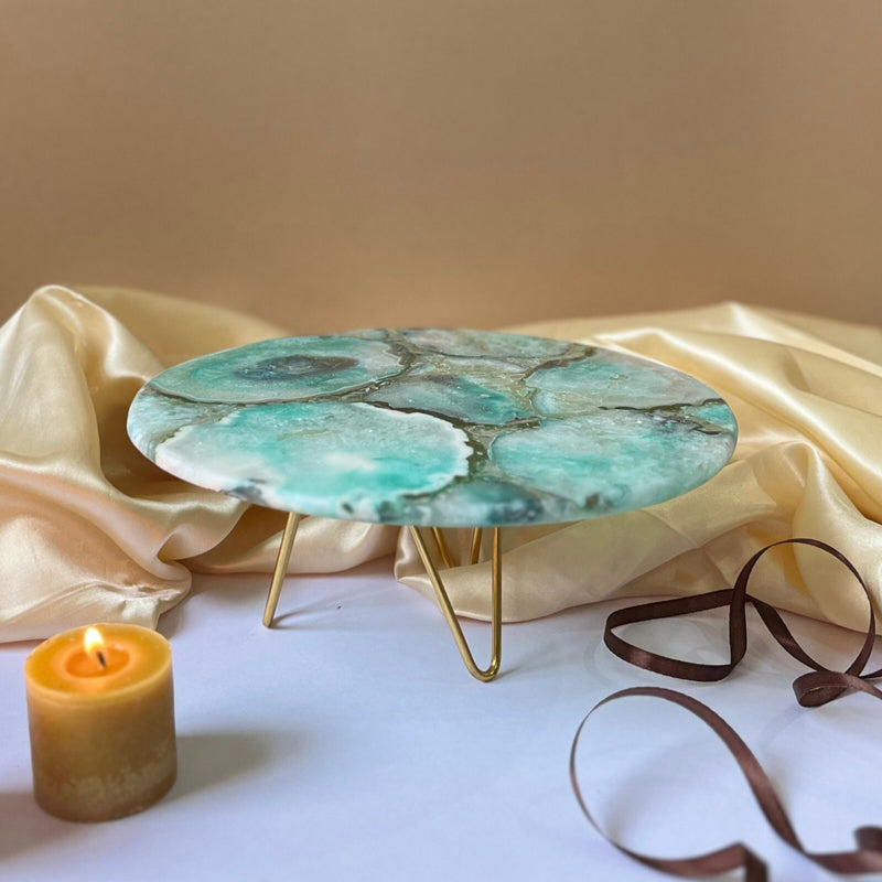 Cake Stand - Myrla Handcrafted Agate Cake Stand - Beige