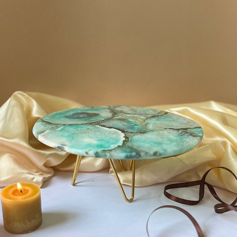 Cake Stand - Myrla Handcrafted Agate Cake Stand - Beige