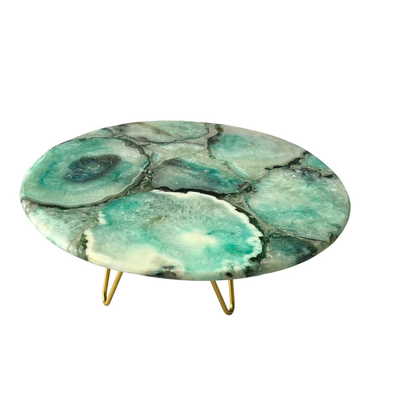 Cake Stand - Myrla Handcrafted Agate Cake Stand - Beige