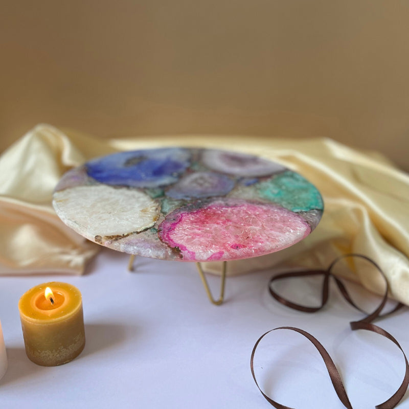 Cake Stand - Myrla Handcrafted Agate Cake Stand - Multicolor