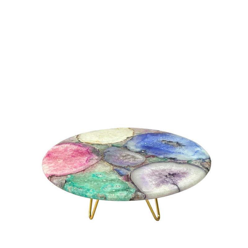 Cake Stand - Myrla Handcrafted Agate Cake Stand - Multicolor