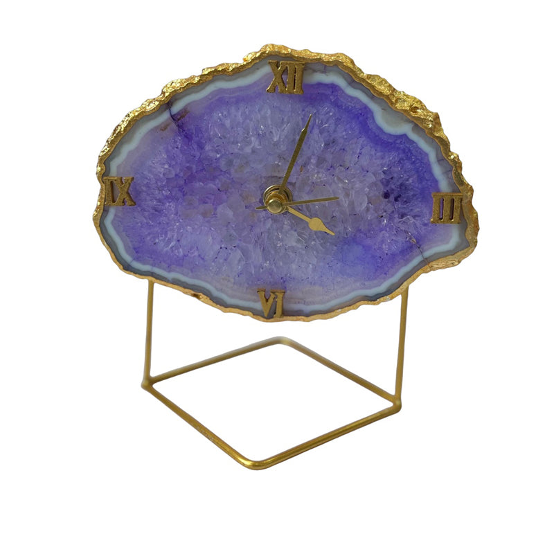 Buy Silvi Handcrafted Agate Table Clock - Purple Table Clock from Vaaree