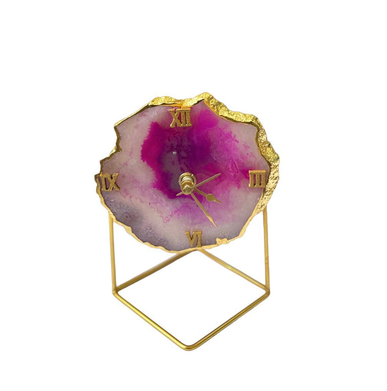 Buy Darsh Handcrafted Agate Table Clock - Pink Table Clock from Vaaree