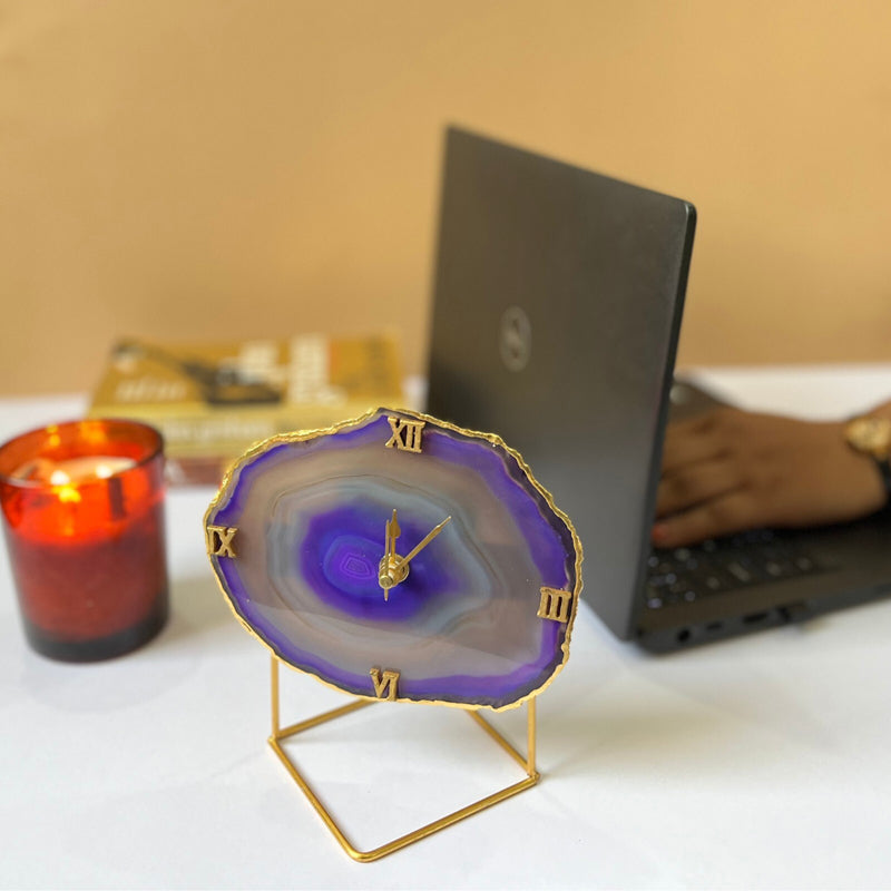 Buy Darsh Handcrafted Agate Table Clock - Purple Table Clock from Vaaree