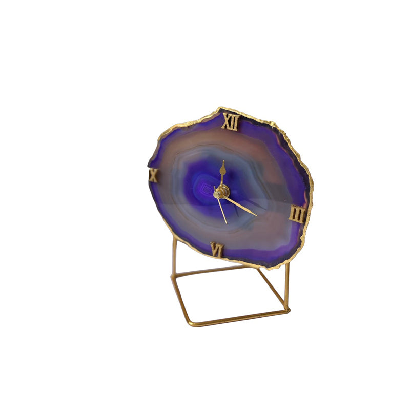 Buy Darsh Handcrafted Agate Table Clock - Purple Table Clock from Vaaree