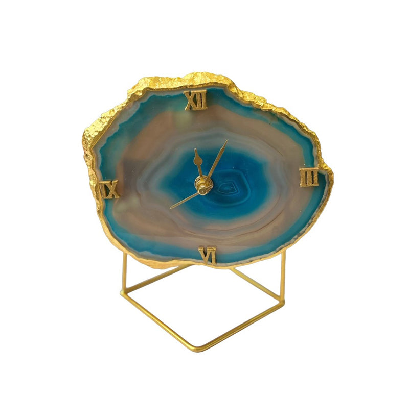 Table Clock - Darsh Handcrafted Agate Table Clock - Turquoise