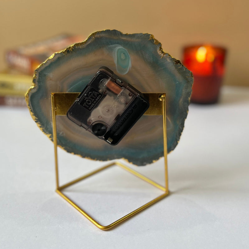 Table Clock - Darsh Handcrafted Agate Table Clock - Turquoise