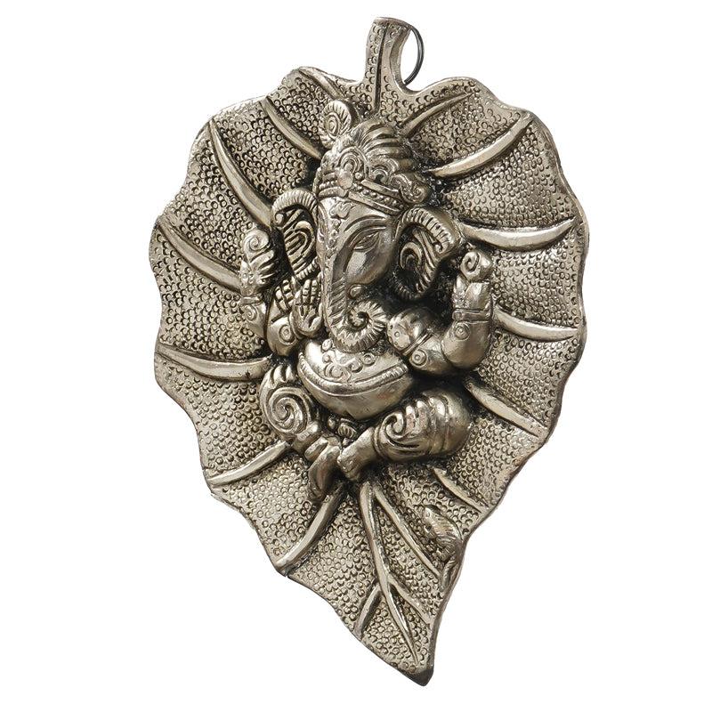 Buy Lord Ganesh On Silver Leaf Religious Wall Accent Wall Accents from Vaaree