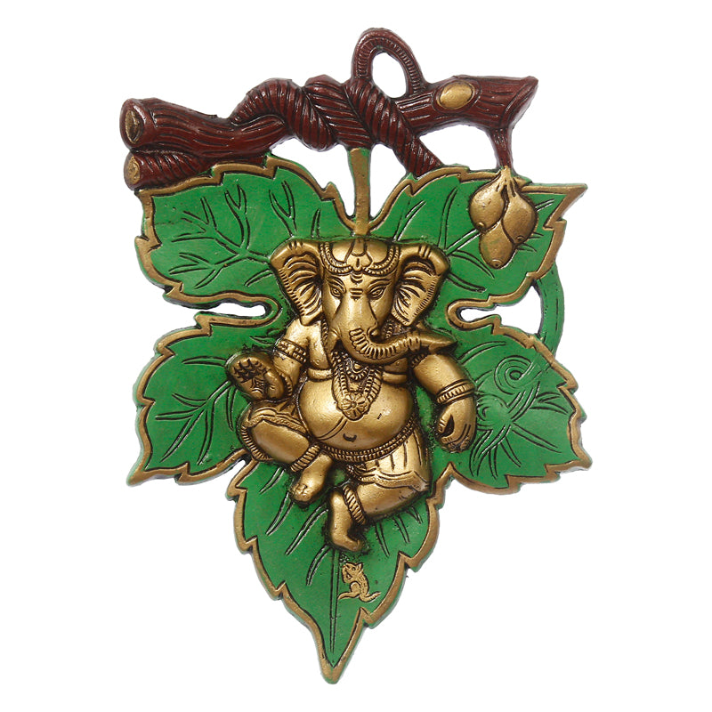 Wall Accents - Balganesha Decorative Religious Wall Accent - Green & Gold