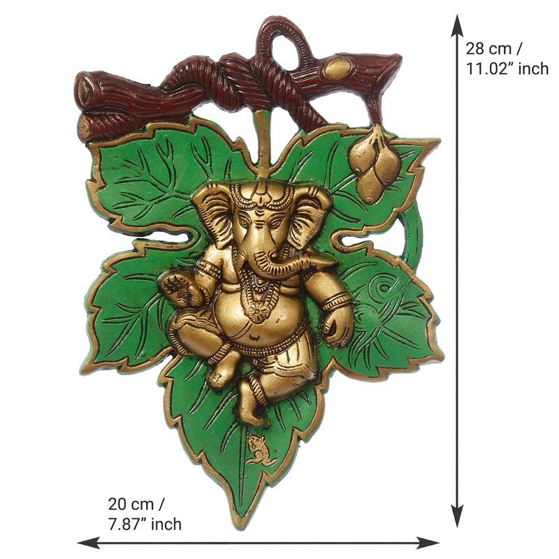 Wall Accents - Balganesha Decorative Religious Wall Accent - Green & Gold