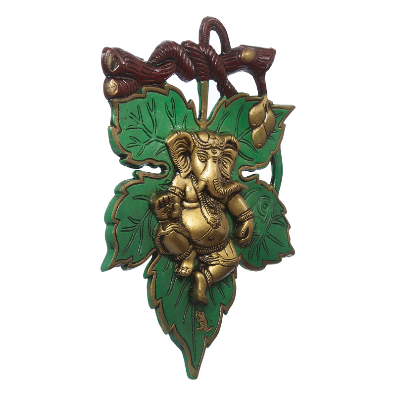 Wall Accents - Balganesha Decorative Religious Wall Accent - Green & Gold