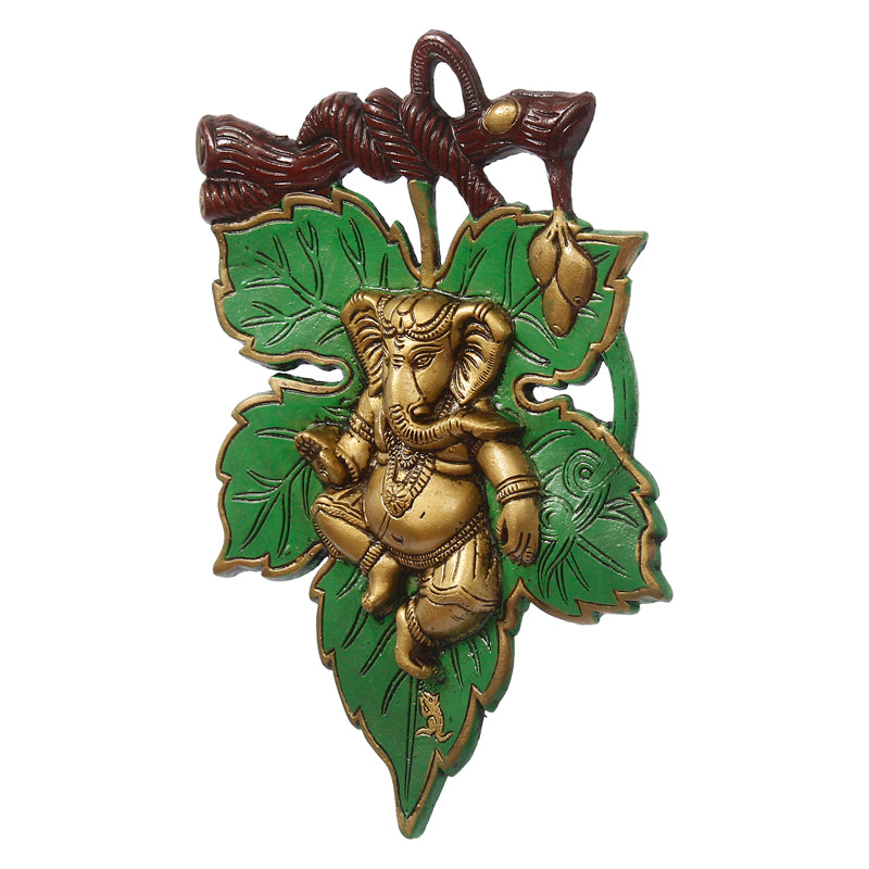 Wall Accents - Balganesha Decorative Religious Wall Accent - Green & Gold