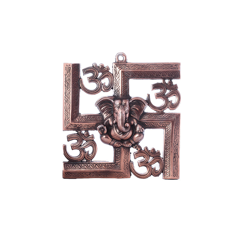 Wall Accents - Swastika Om Metal Religious Wall Accent - Brown