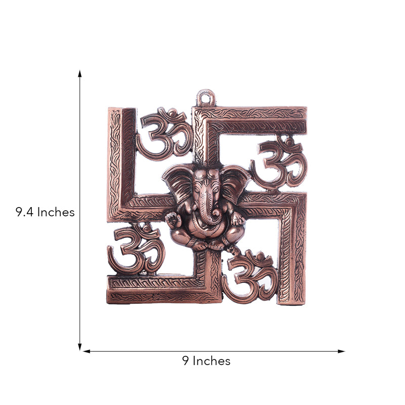 Wall Accents - Swastika Om Metal Religious Wall Accent - Brown