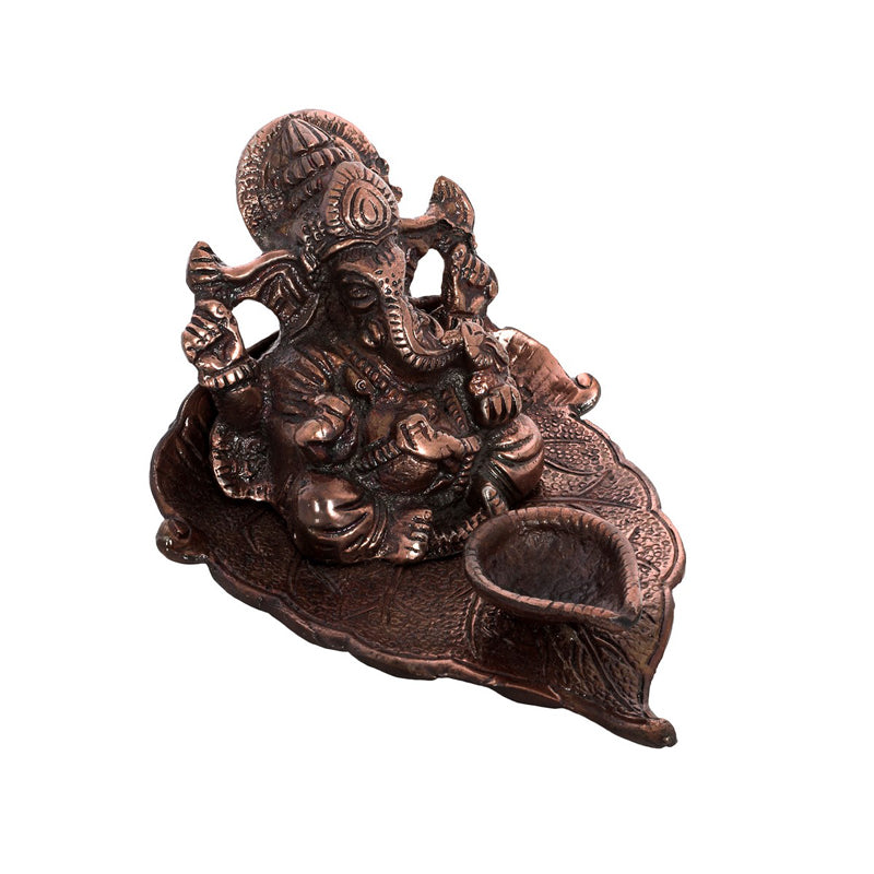 Buy Vinayaka Leaf Diya - Brown Idols & Sets from Vaaree