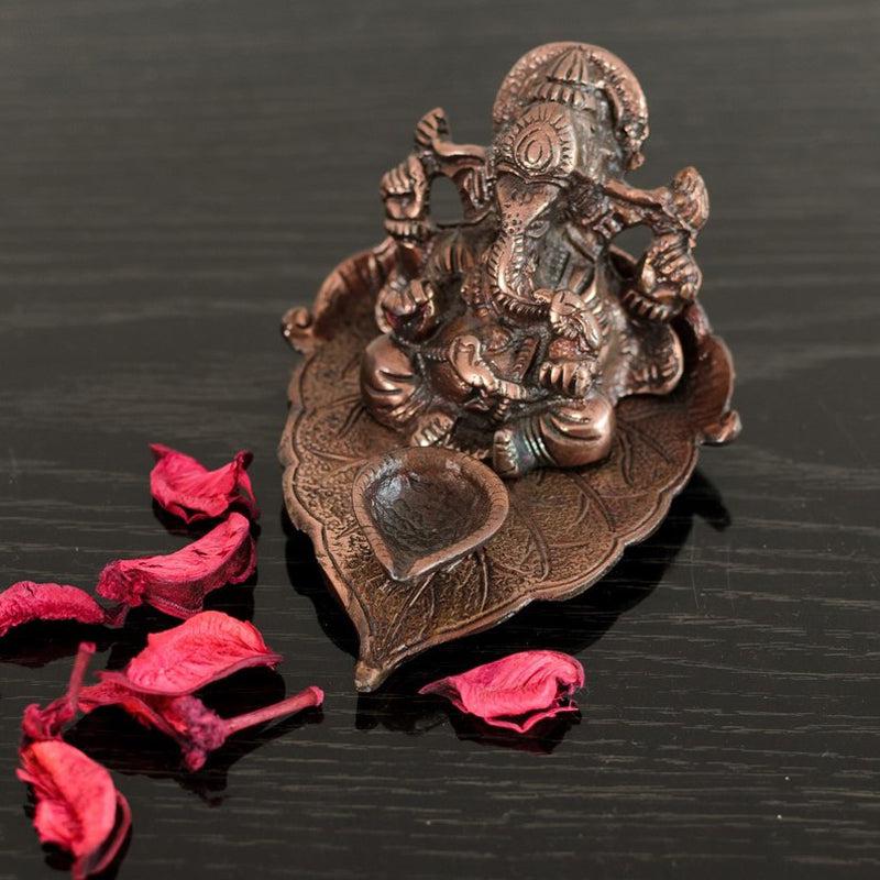 Buy Vinayaka Leaf Diya - Brown Idols & Sets from Vaaree