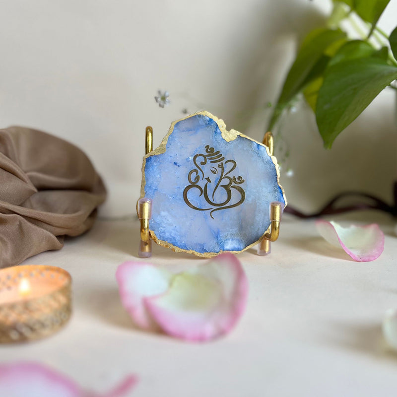 Buy Shri ganesha Handcrafted Agate Religious Accent - Blue Festive Accents from Vaaree