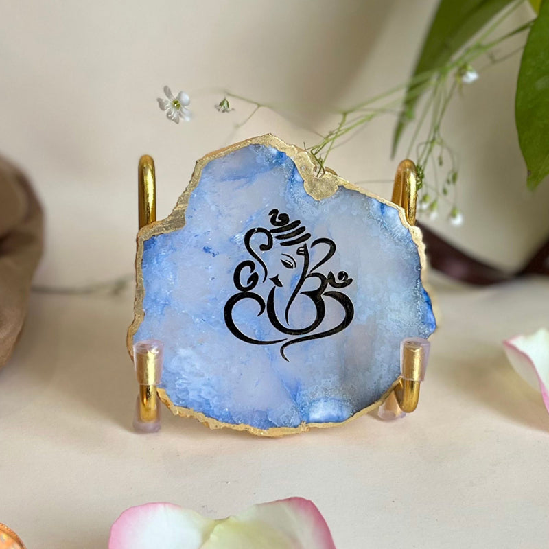 Buy Shri ganesha Handcrafted Agate Religious Accent - Blue Festive Accents from Vaaree