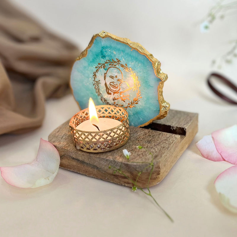 Buy Sacred Guruji Handcrafted Agate Religious Accent With Tealight Candle Holder - Green Candle Holders from Vaaree