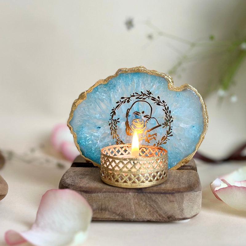 Buy Sacred Guruji Handcrafted Agate Religious Accent With Tealight Candle Holder - Turquoise Candle Holders from Vaaree