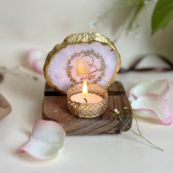 Buy Sacred Guruji Handcrafted Agate Religious Accent With Tealight Candle Holder - White Candle Holders from Vaaree