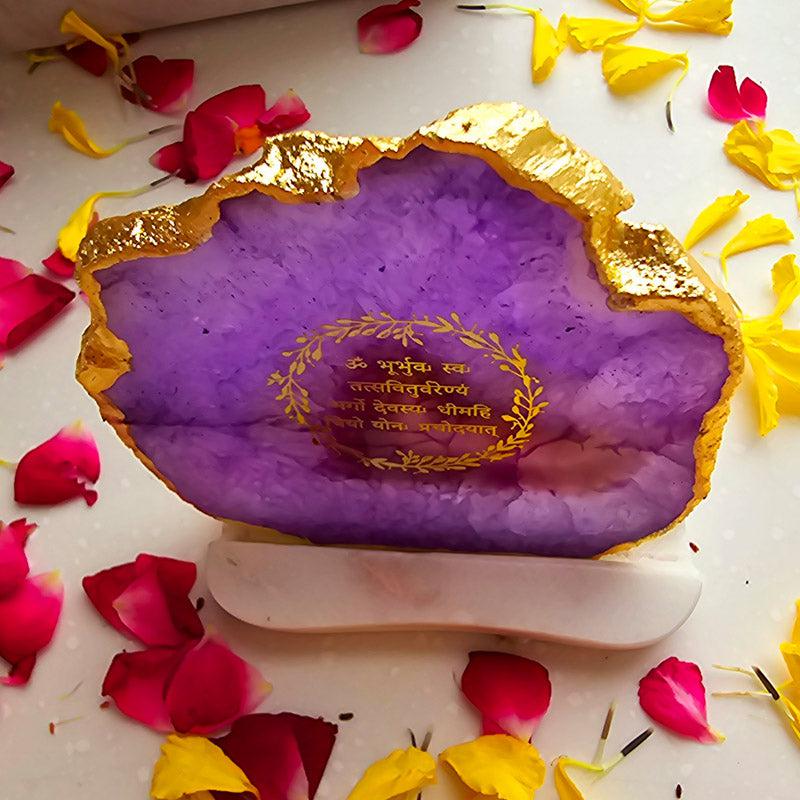 Buy Sacred Gayatri Mantra Tealight Candle Holder - Purple Gift Box from Vaaree