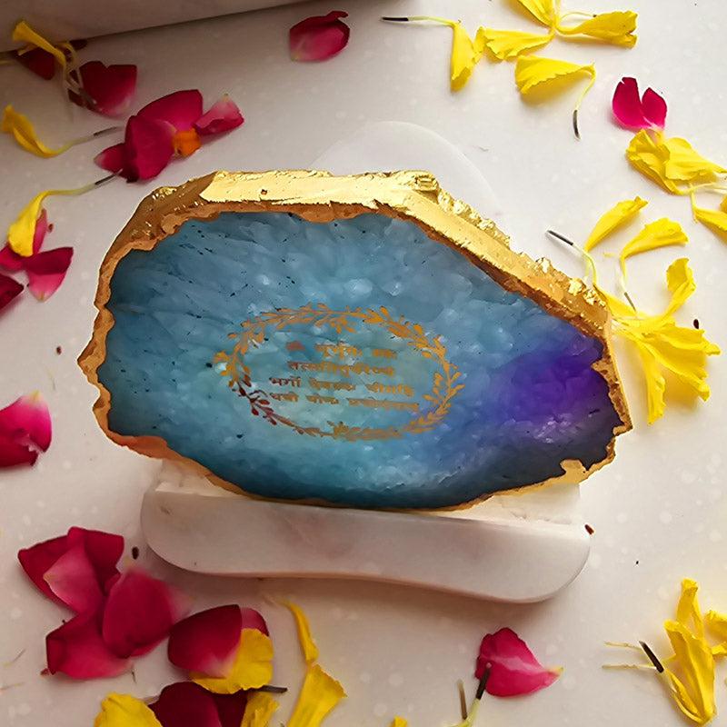 Buy Festive Gayatri Mantra Tealight Candle Holder - Turquoise Gift Box from Vaaree