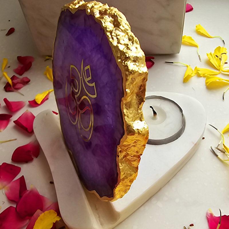 Buy Sacred Om Tealight Candle Holder - Purple Gift Box from Vaaree