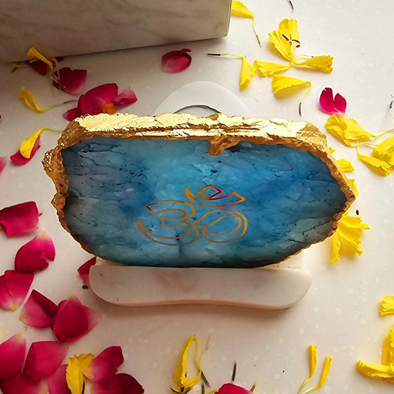 Buy Sacred Om Tealight Candle Holder - Turquoise Gift Box from Vaaree