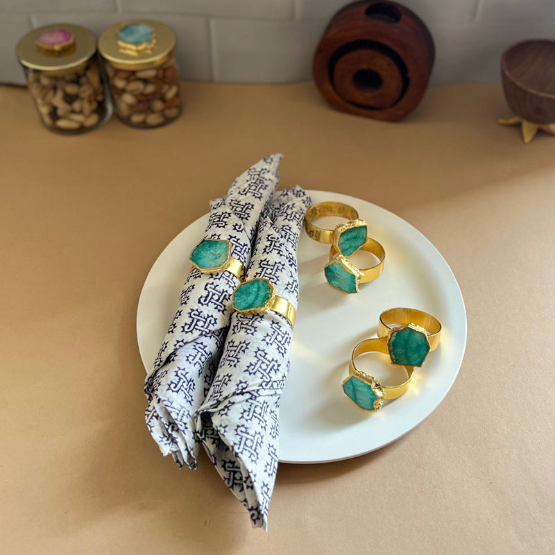 Napkin Ring - Suzzaine Handcrafted Agate Napkin Rings (Green) - Set Of Six