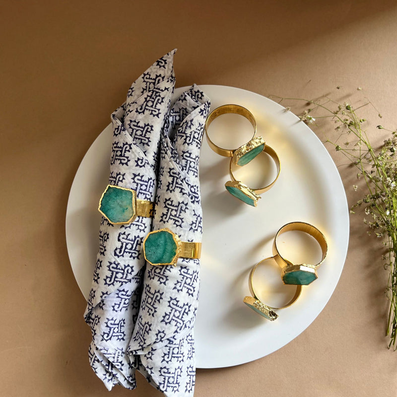 Napkin Ring - Suzzaine Handcrafted Agate Napkin Rings (Green) - Set Of Six