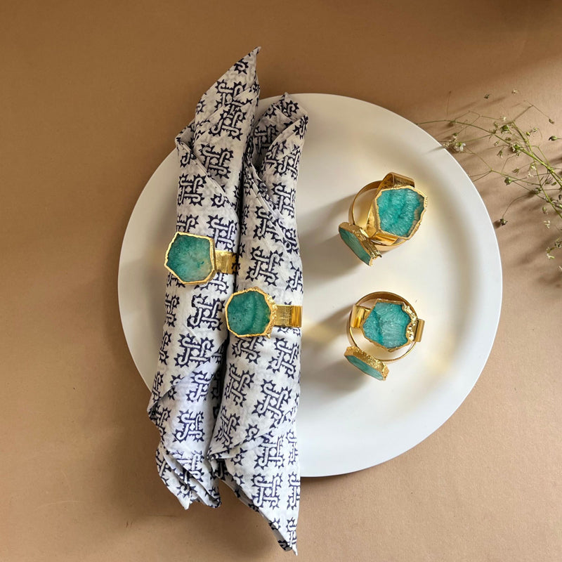 Napkin Ring - Suzzaine Handcrafted Agate Napkin Rings (Green) - Set Of Six