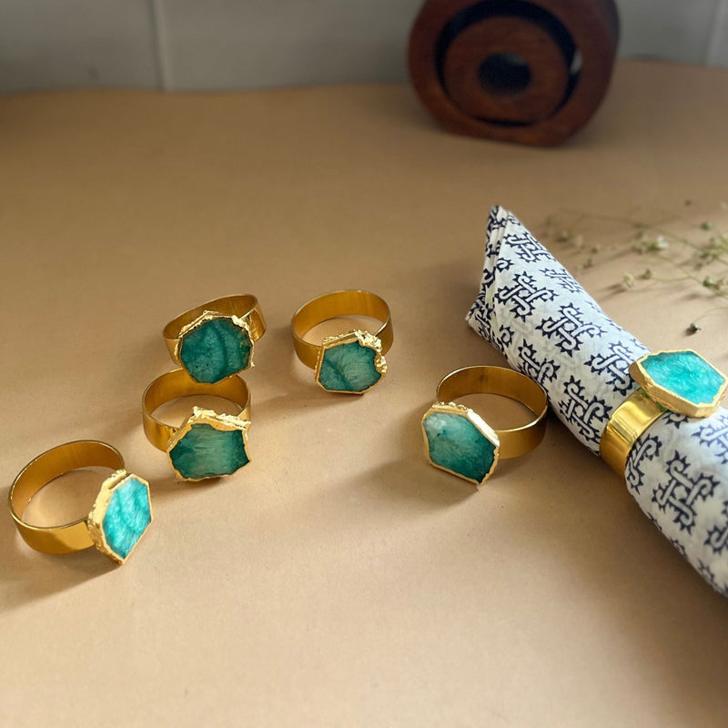 Napkin Ring - Suzzaine Handcrafted Agate Napkin Rings (Green) - Set Of Six