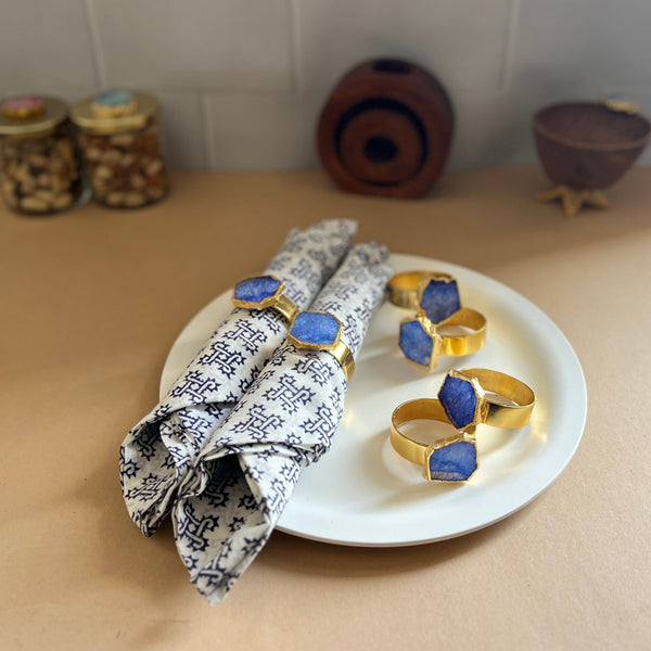 Napkin Ring - Suzzaine Handcrafted Agate Napkin Rings (Blue) - Set Of Six