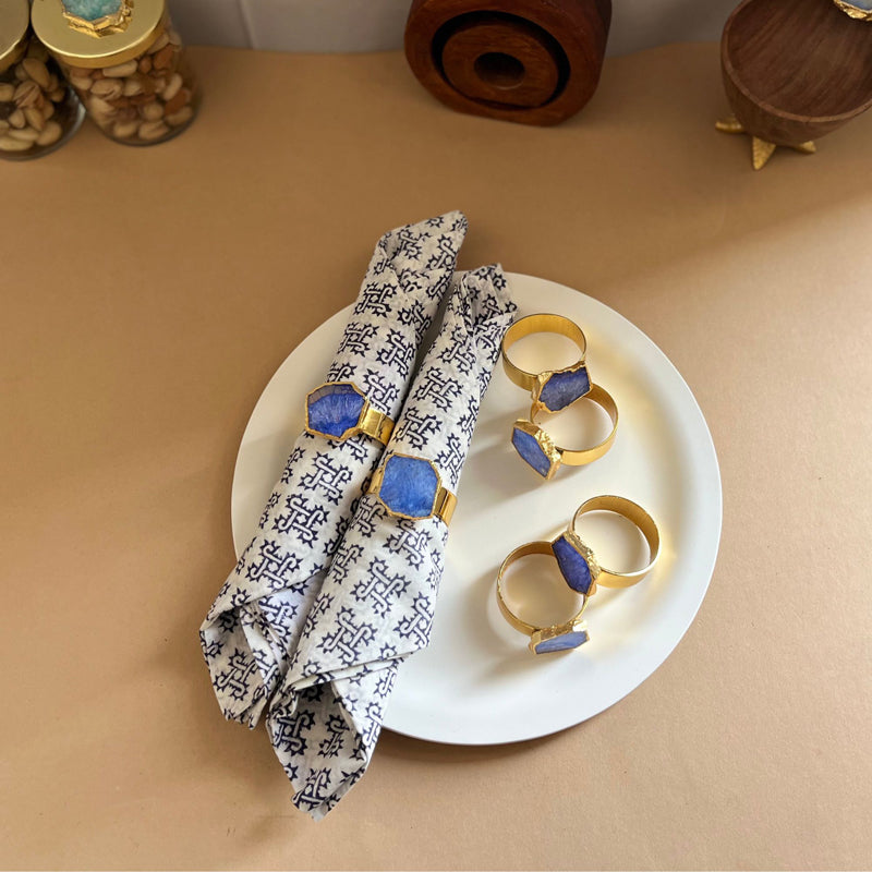 Napkin Ring - Suzzaine Handcrafted Agate Napkin Rings (Blue) - Set Of Six